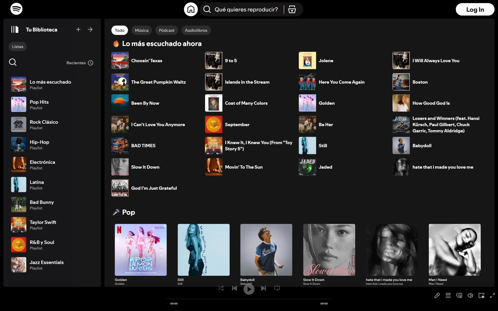 Spotify Clone on desktop